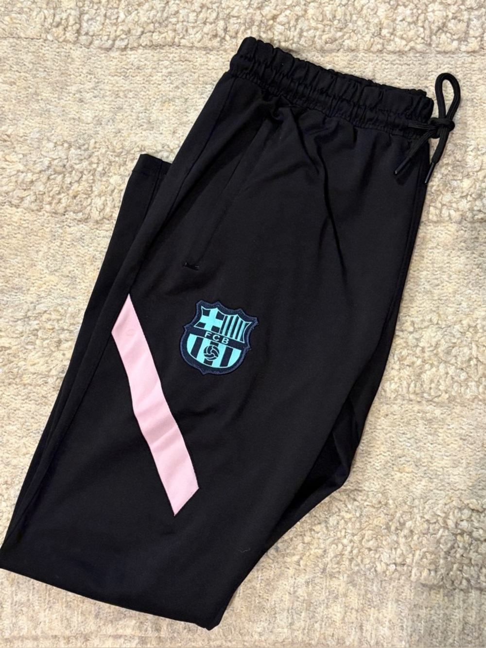 Nike FC Barcelona Track Pants Black Pink Stripe Joggers Soccer Athletic-Size XXL - Picture 4 of 6